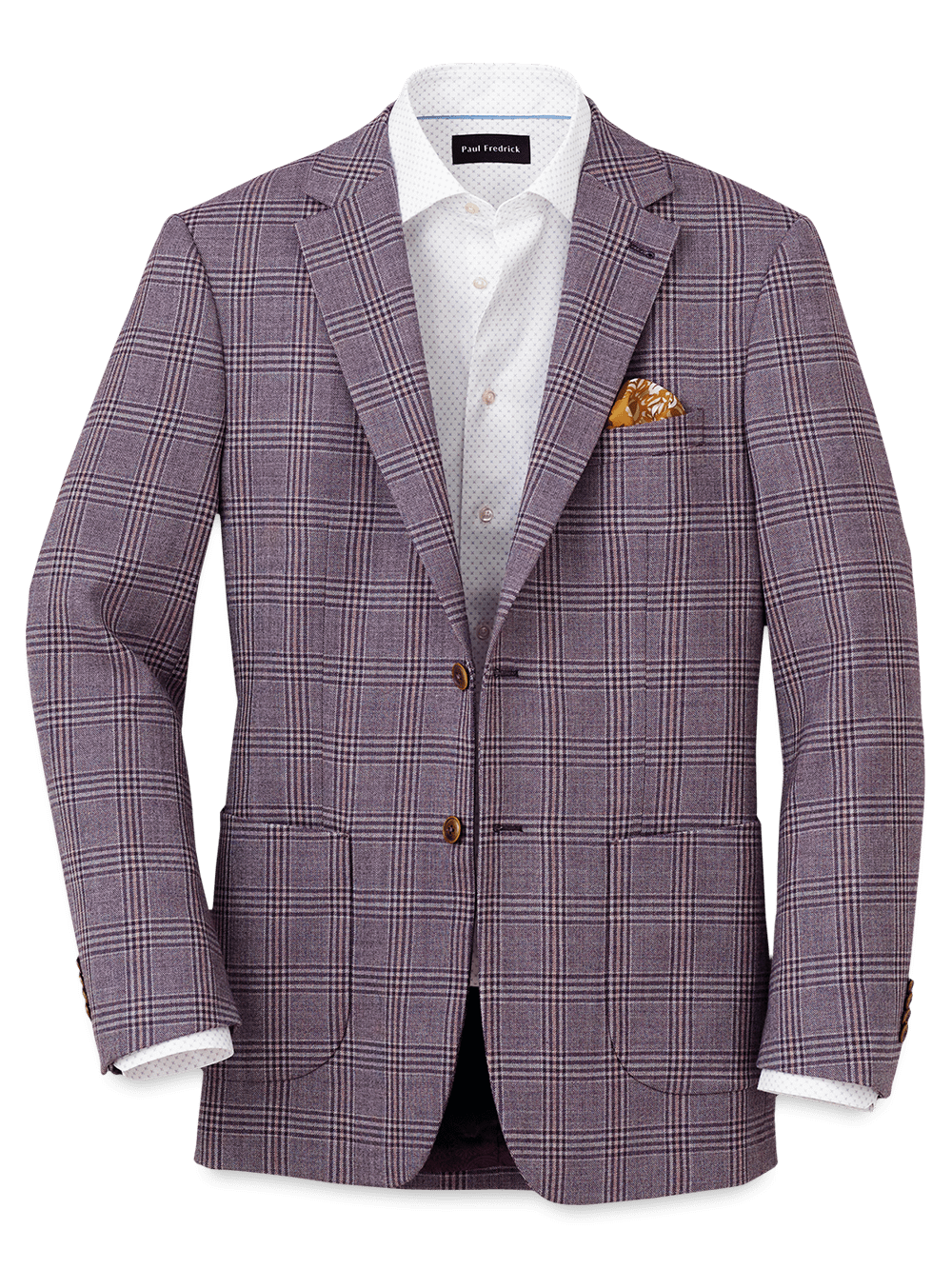 Product Image of Wool Plaid Single Breasted Notch Lapel Sport Coat-Purple