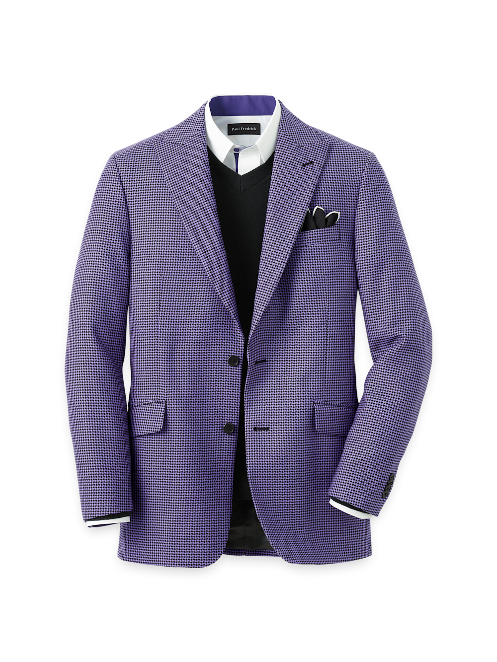 Product Image of Wool Houndstooth Single Breasted Peak Lapel Sport Coat-Purple