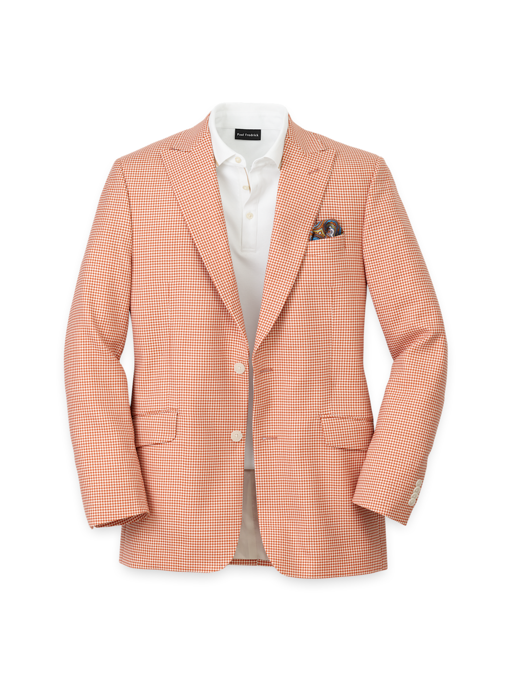 Product Image of Wool Houndstooth Single Breasted Peak Lapel Sport Coat-Melon
