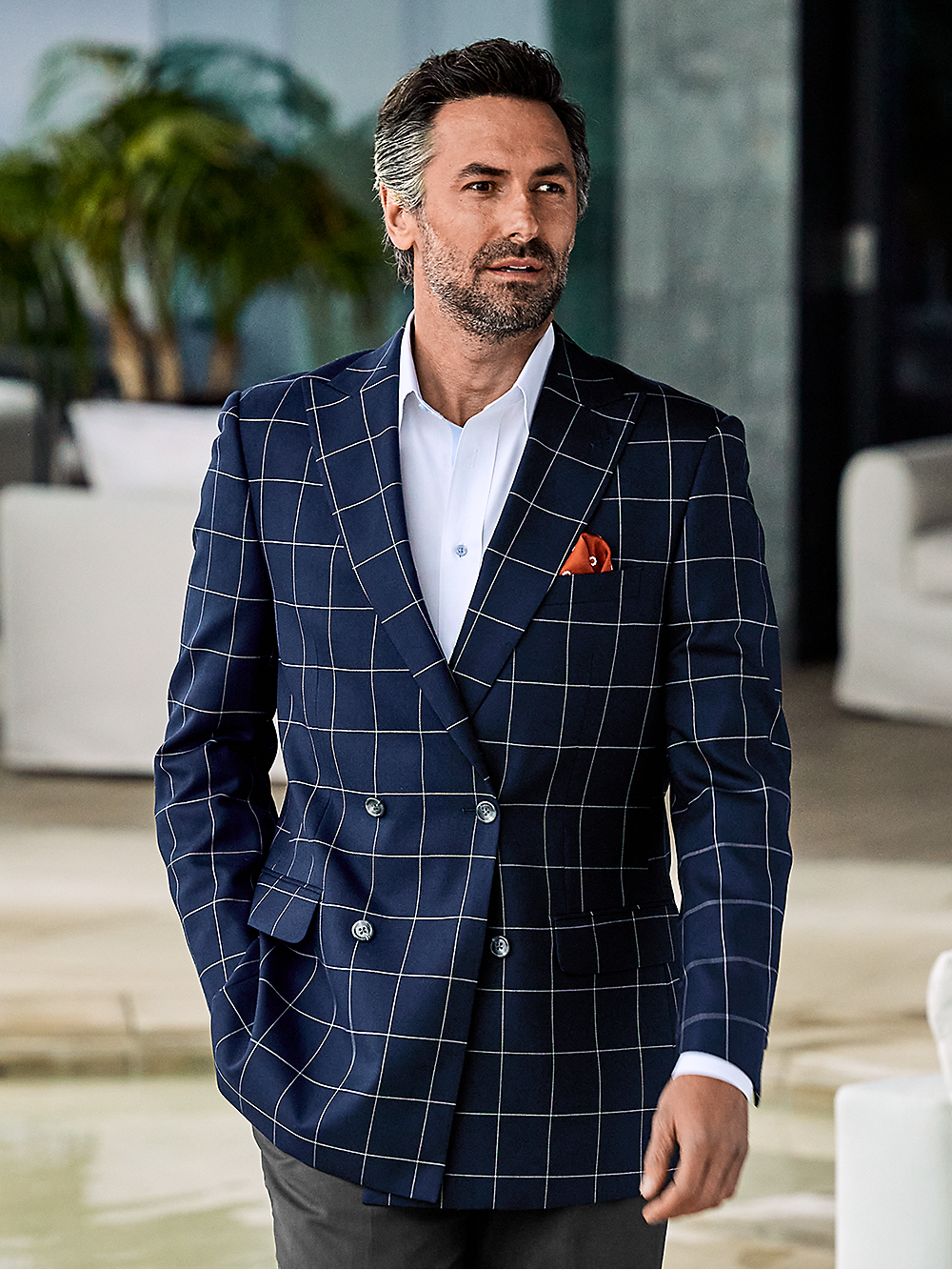 Alternate Image of Wool Windowpane Double Breasted Sport Coat-1