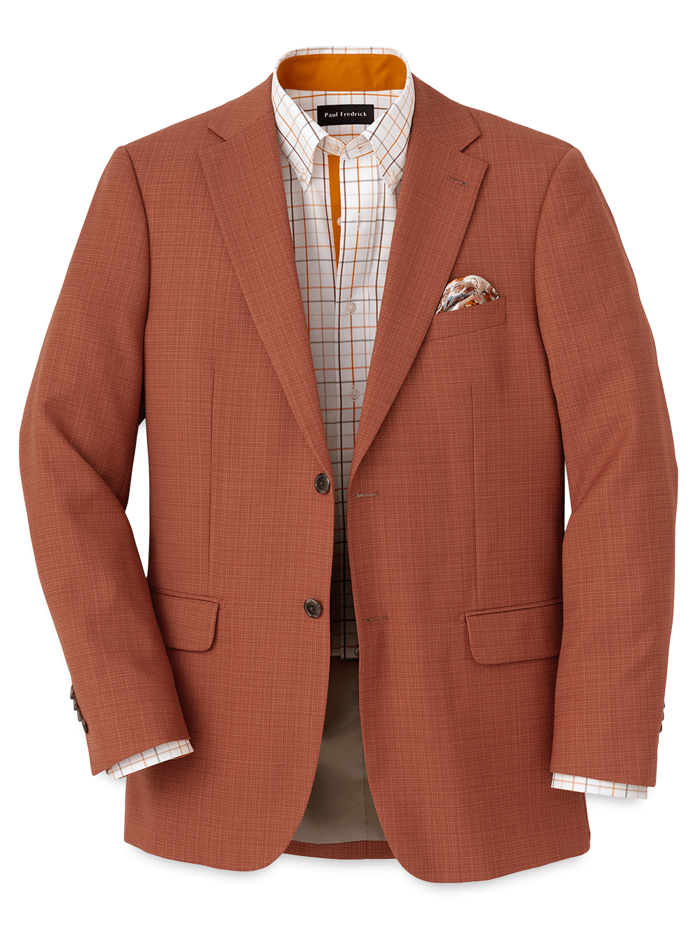 Product Image of Wool Single Breasted Notch Lapel Sport Coat-Rust