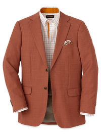 Wool Single Breasted Notch Lapel Sport Coat - Rust