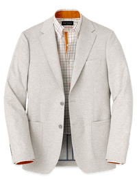 Microfiber Knit Stretch Notch Lapel Sport Coat - Oatmeal