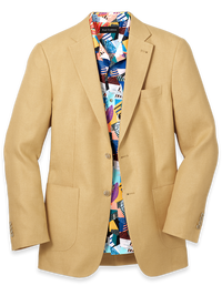 Linen Solid Notch Lapel Sport Coat - Gold