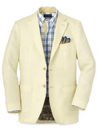 Linen Single Breasted Notch Lapel Sport Coat - Butter