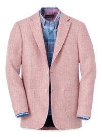 Linen Herringbone Single Breasted Notch Lapel Sport Coat - Watermelon