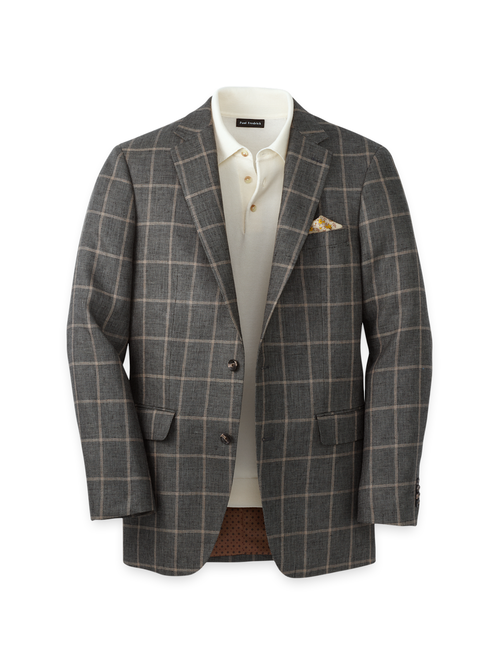Product Image of Linen Windowpane Single Breasted Notch Lapel Sport Coat-Charcoal