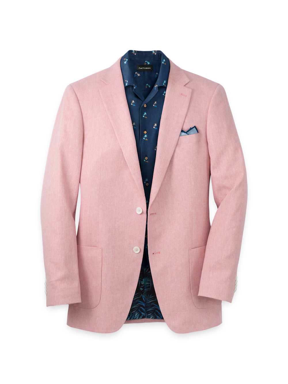 Product Image of Linen Blend Herringbone Notch Lapel Sport Coat-Watermelon