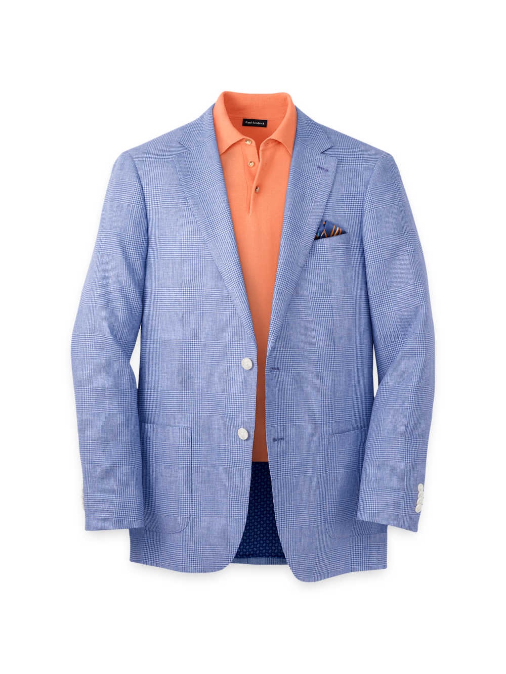 Product Image of Linen Blend Single Breasted Notch Lapel Sport Coat-Blue