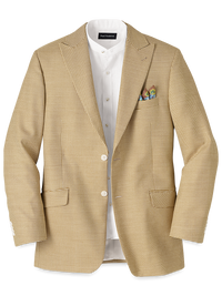 Wool Houndstooth Peak Lapel Sport Coat - Gold