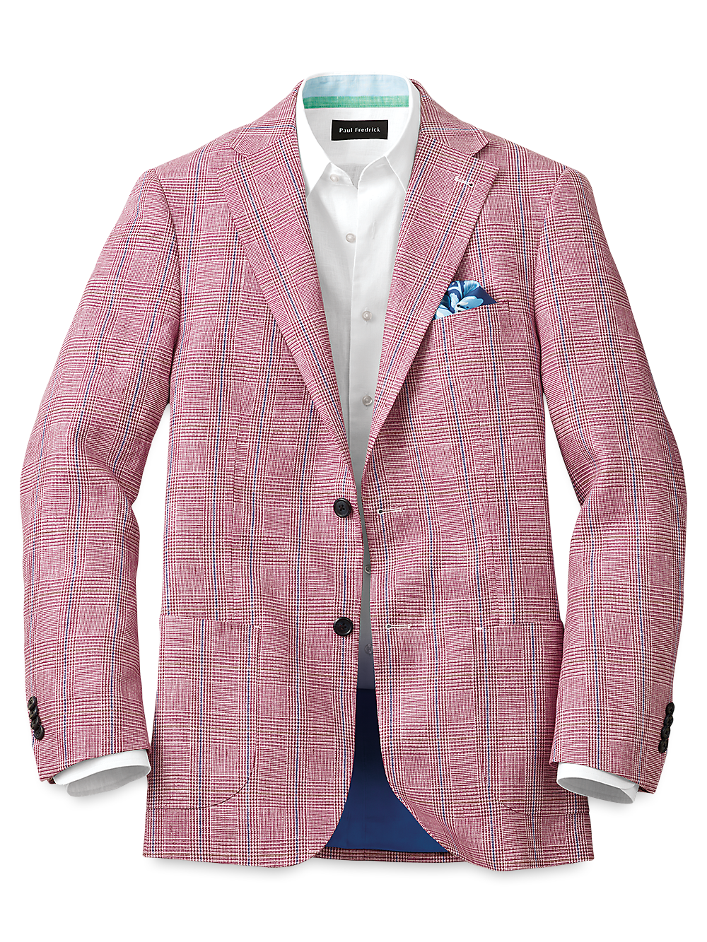 Product Image of Linen Glen Plaid Notch Lapel Sport Coat-Berry