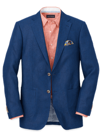 Linen Single Breasted Notch Lapel Sport Coat - Blue