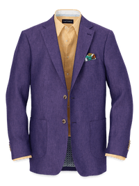 Linen Single Breasted Notch Lapel Sport Coat - Purple