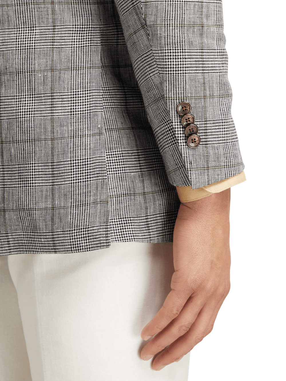 Alternate Image of Linen Blend Plaid Double Breasted Peak Lapel Sport Coat-2