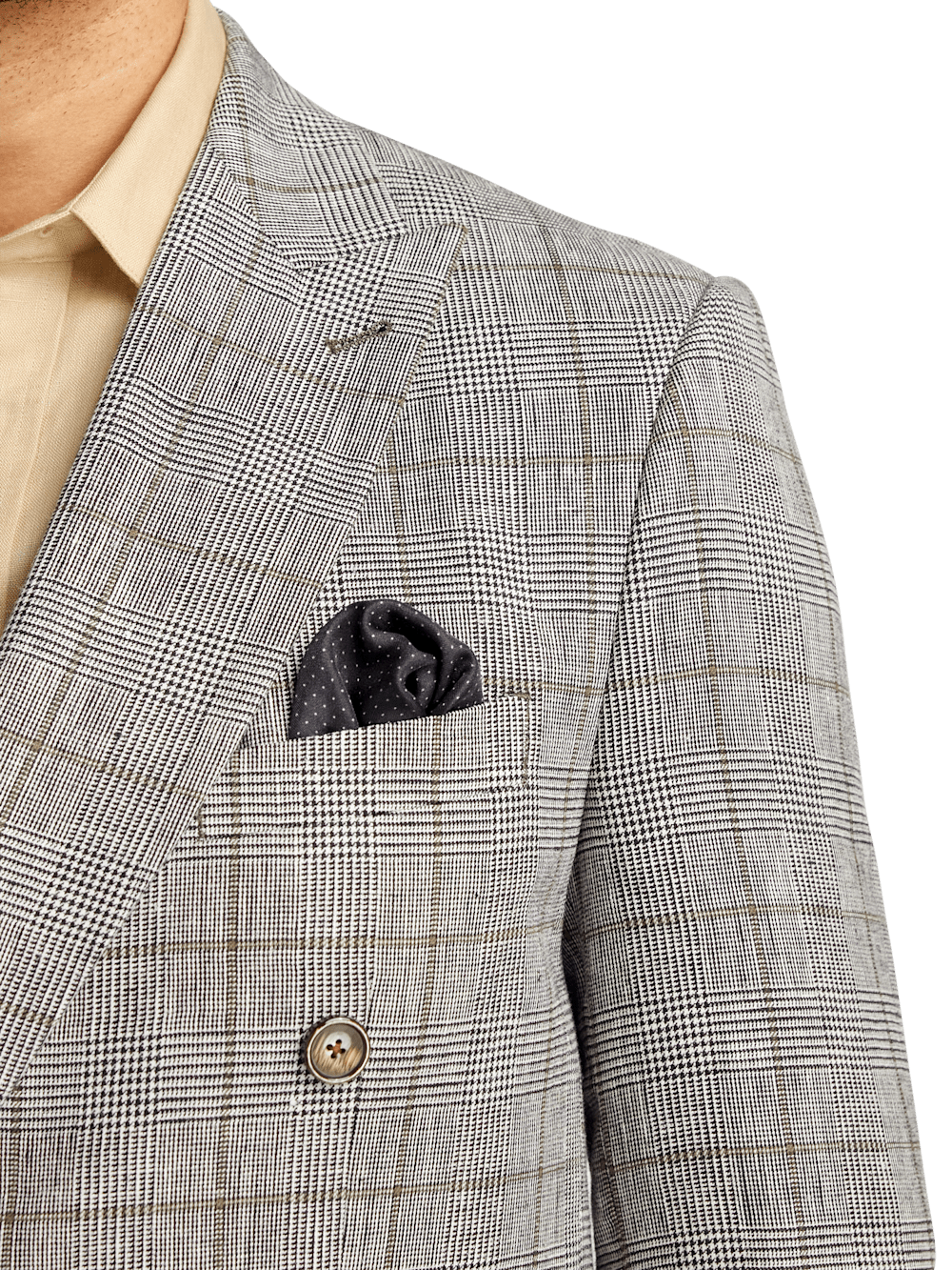 Alternate Image of Linen Blend Plaid Double Breasted Peak Lapel Sport Coat-5