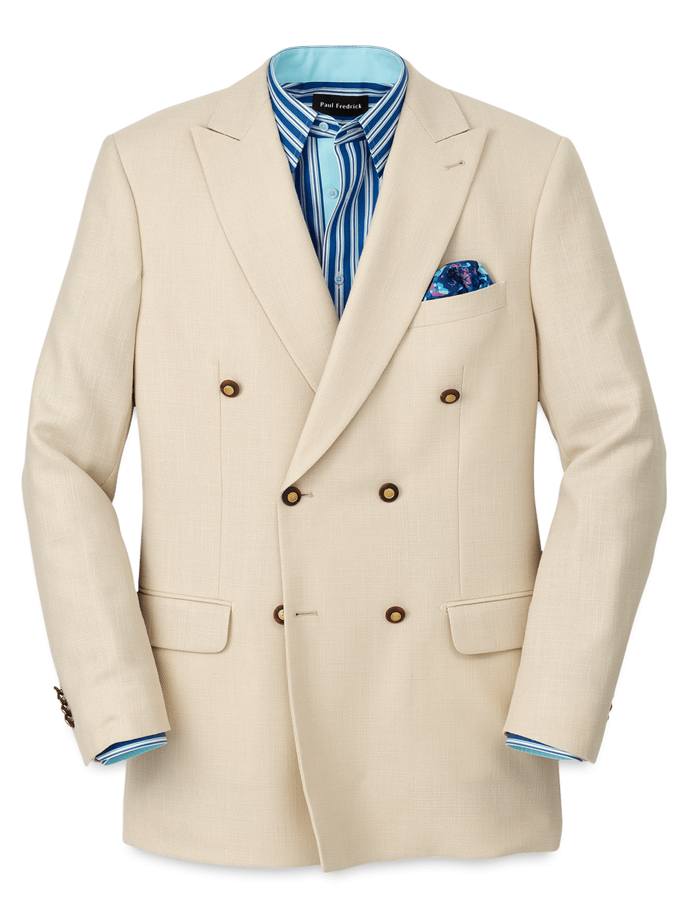 Product Image of Wool Blend Double Breasted Peak Lapel Sport Coat-Cream
