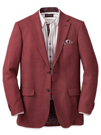 Wool Single Breasted Notch Lapel Sport Coat - Terracotta