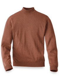 Silk Cotton And Cashmere Mock Neck Sweater - Copper