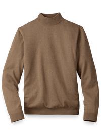 Silk Cotton And Cashmere Mock Neck Sweater - Camel