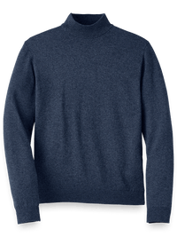 Silk Cotton And Cashmere Mock Neck Sweater - Navy