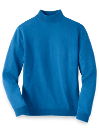 Silk Cotton And Cashmere Mock Neck Sweater - Blue