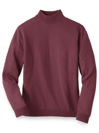Silk Cotton And Cashmere Mock Neck Sweater - Burgundy