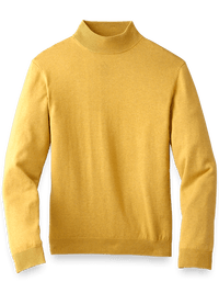 Silk Cotton And Cashmere Mock Neck Sweater - Gold