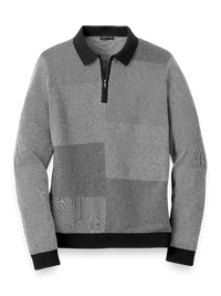 Silk, Cotton & Cashmere Zip Polo - Grey