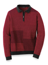 Silk, Cotton & Cashmere Zip Polo - Red