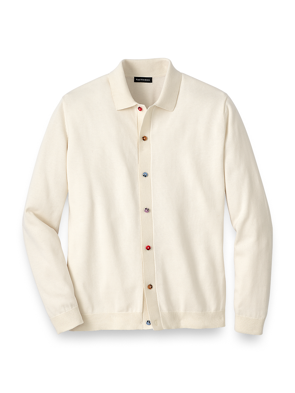 Product Image of Cotton Button Front Polo-Ivory