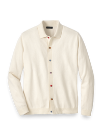 Cotton Button Front Polo - Ivory