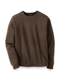 Cotton Crew Neck Sweater - Brown