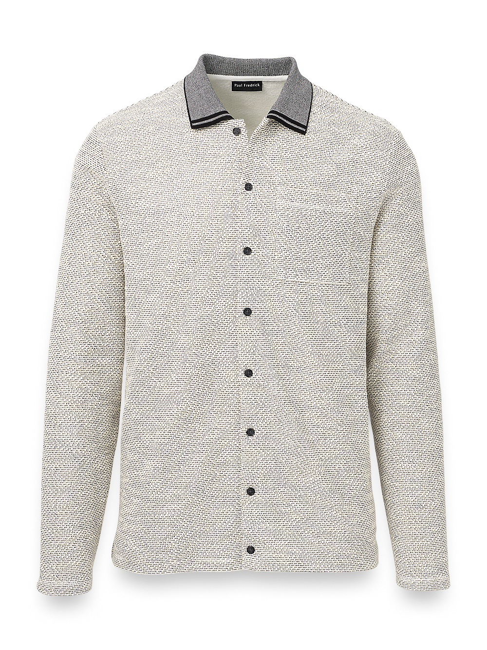 Product Image of Button Front Polo With Contrast Collar-White
