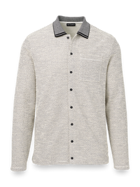 Button Front Polo With Contrast Collar - White
