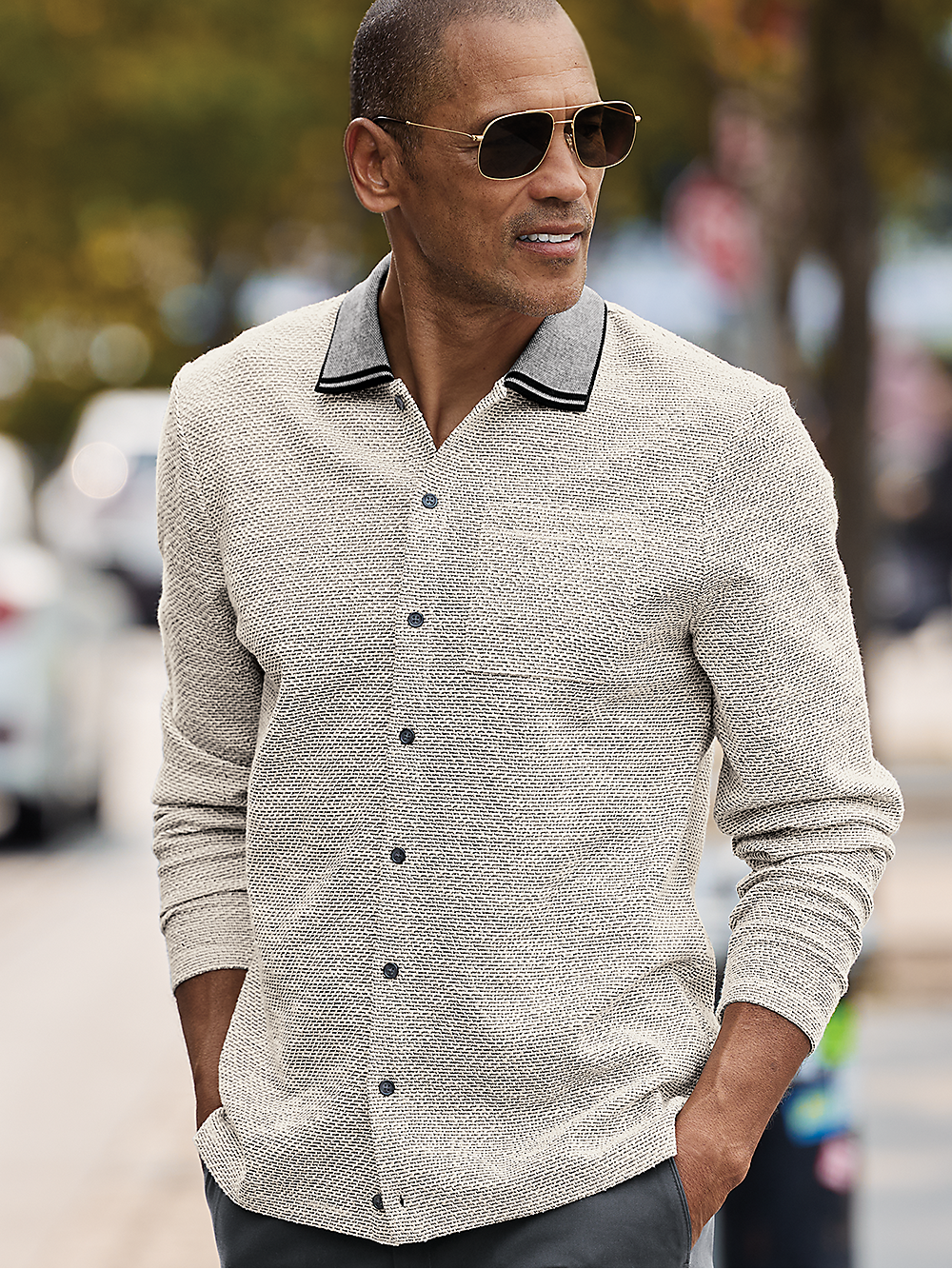 Alternate Image of Button Front Polo With Contrast Collar-1