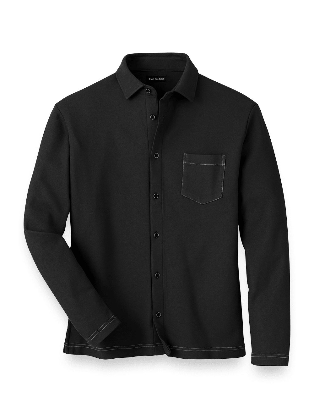 Product Image of Cotton Blend Button Front Polo-Black