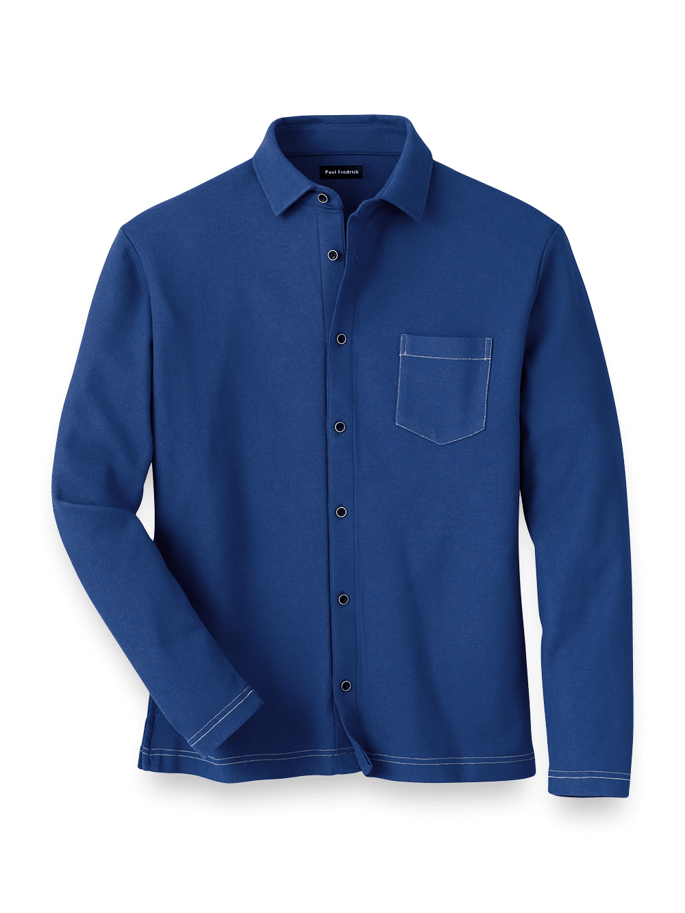 Product Image of Cotton Blend Button Front Polo-Navy