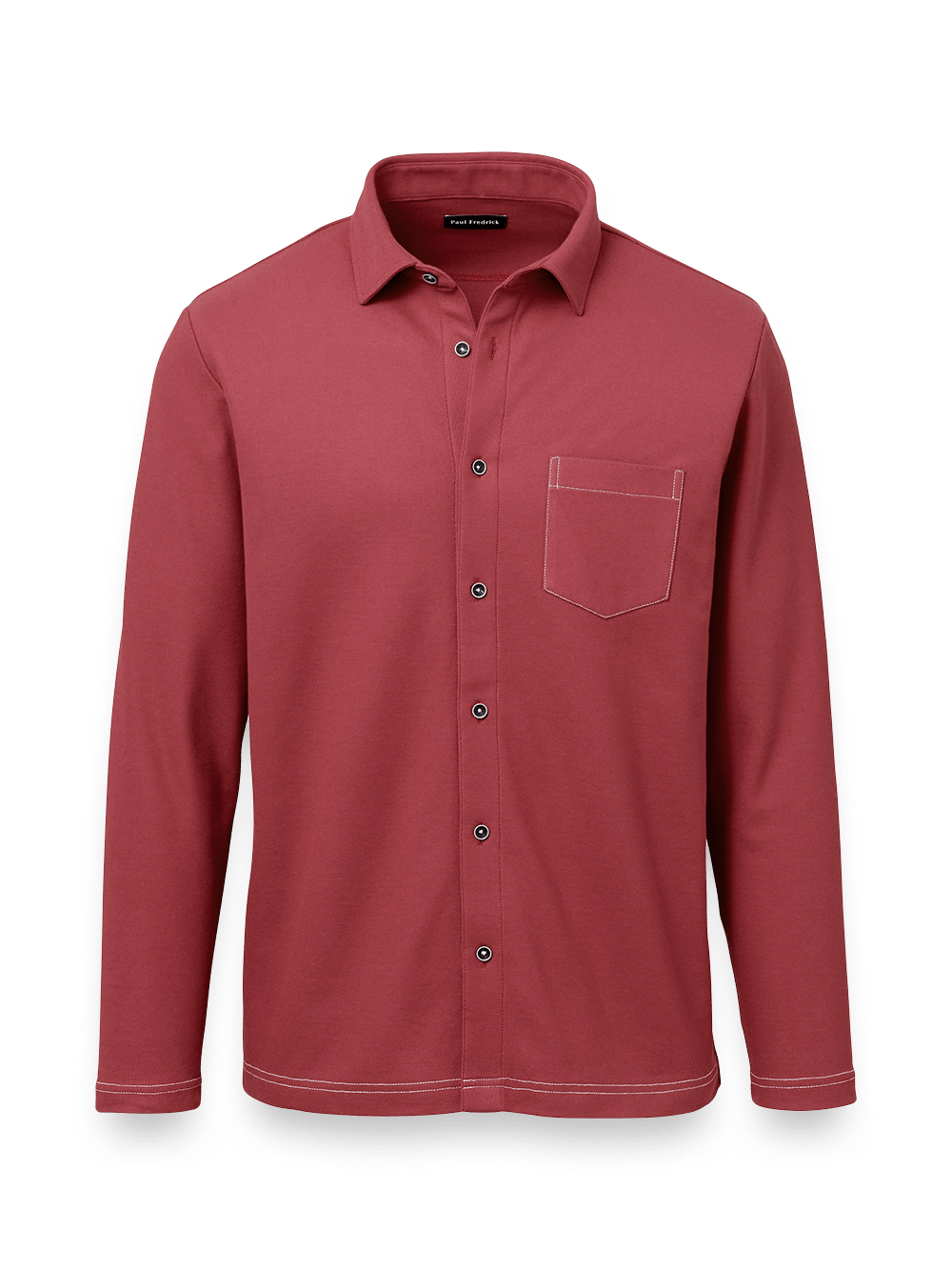Product Image of Cotton Blend Button Front Polo-Burgundy