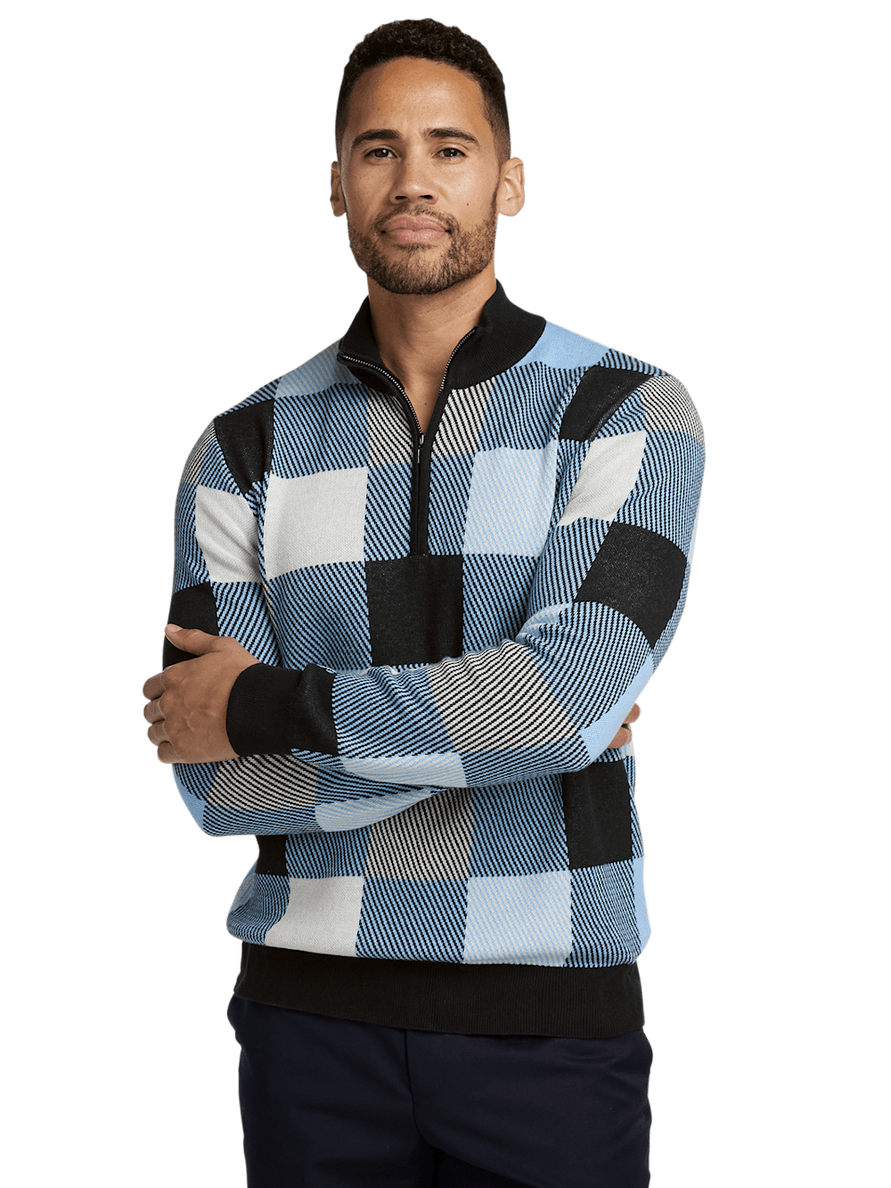 Alternate Image of Cotton Quarter Zip Mock Neck Sweater-1
