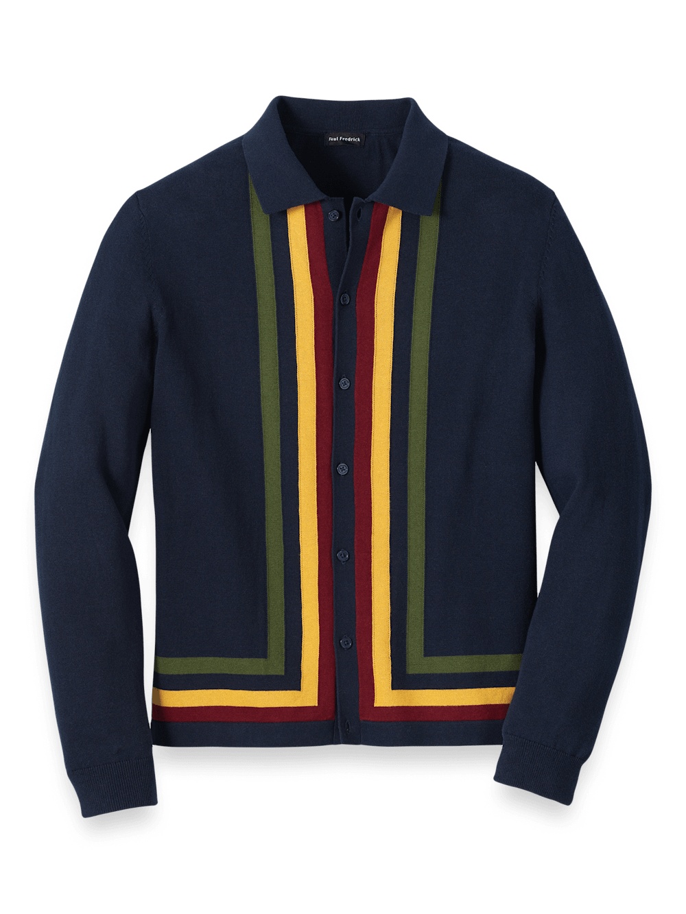 Product Image of Cotton Button Front Polo-Navy