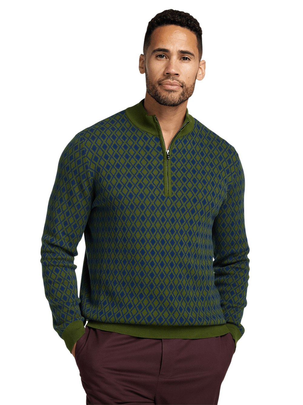 Alternate Image of Cotton Quarter Zip Mock Neck Sweater-1