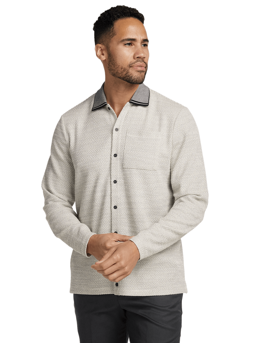 Alternate Image of Polyester Blend Button Front Polo-1