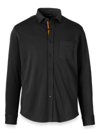Mercerized Cotton Button Front Polo - Black