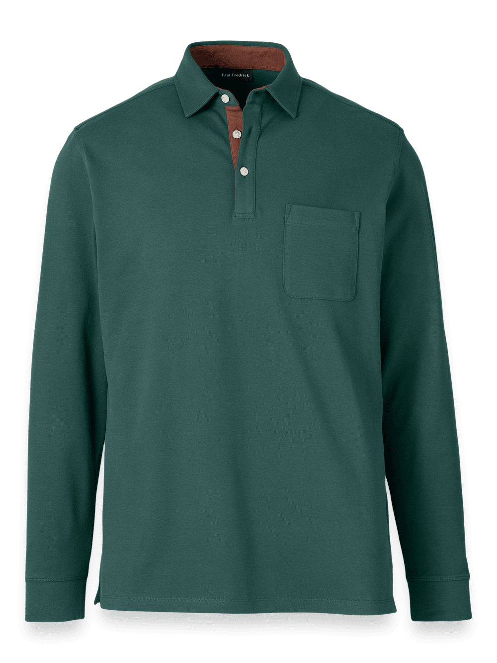 Product Image of Cotton/spandex Pique Three Button Polo-Green