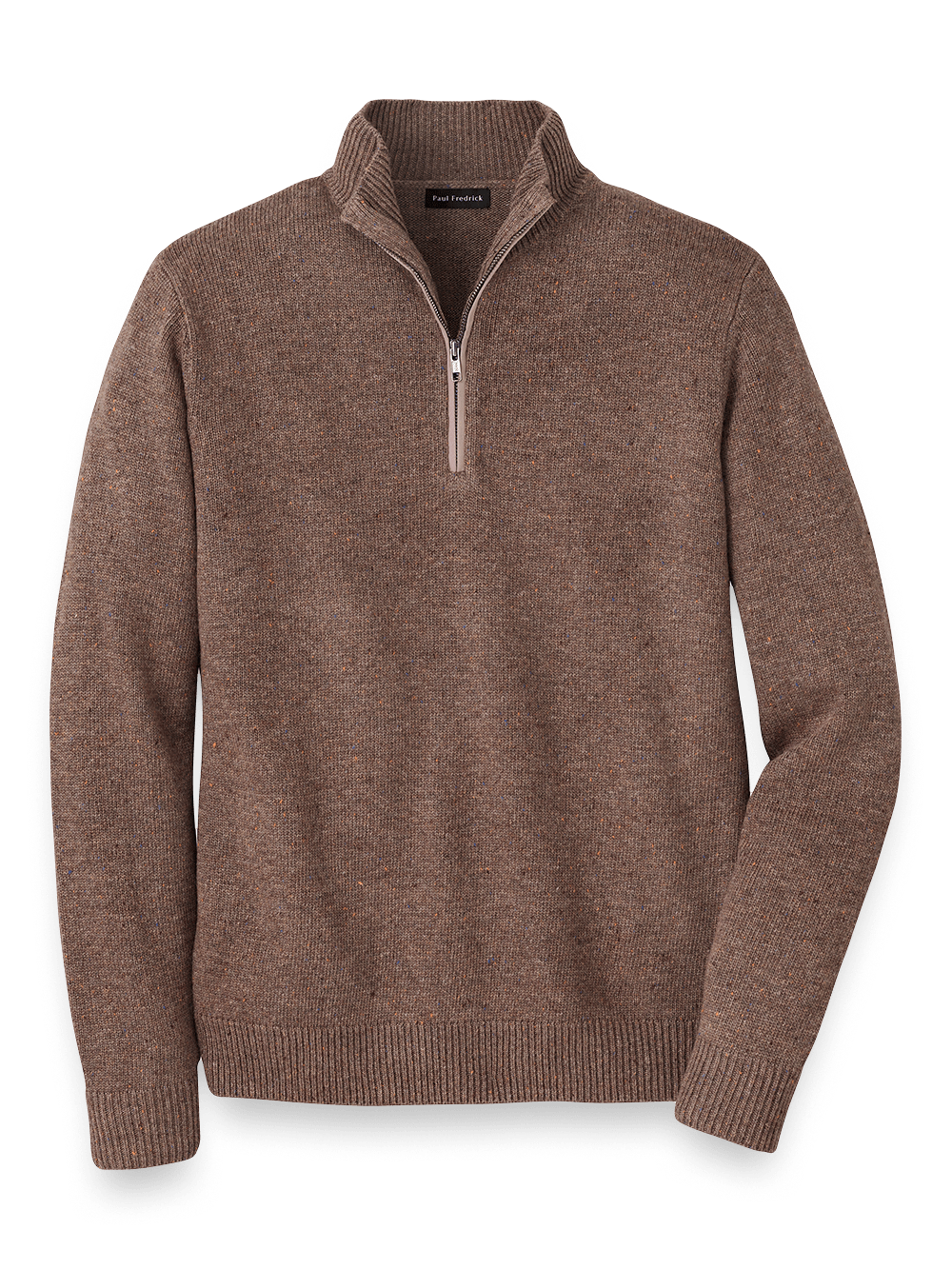 Product Image of Donegal Zip Mock Neck Sweater-DARK TAUPE