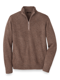 Donegal Zip Mock Neck Sweater - Dark Taupe