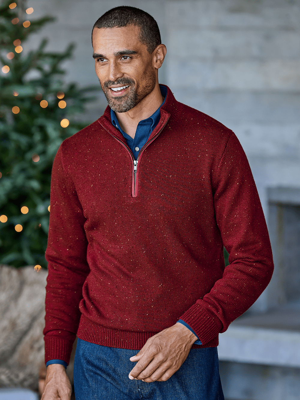 Alternate Image of Donegal Zip Mock Neck Sweater-1