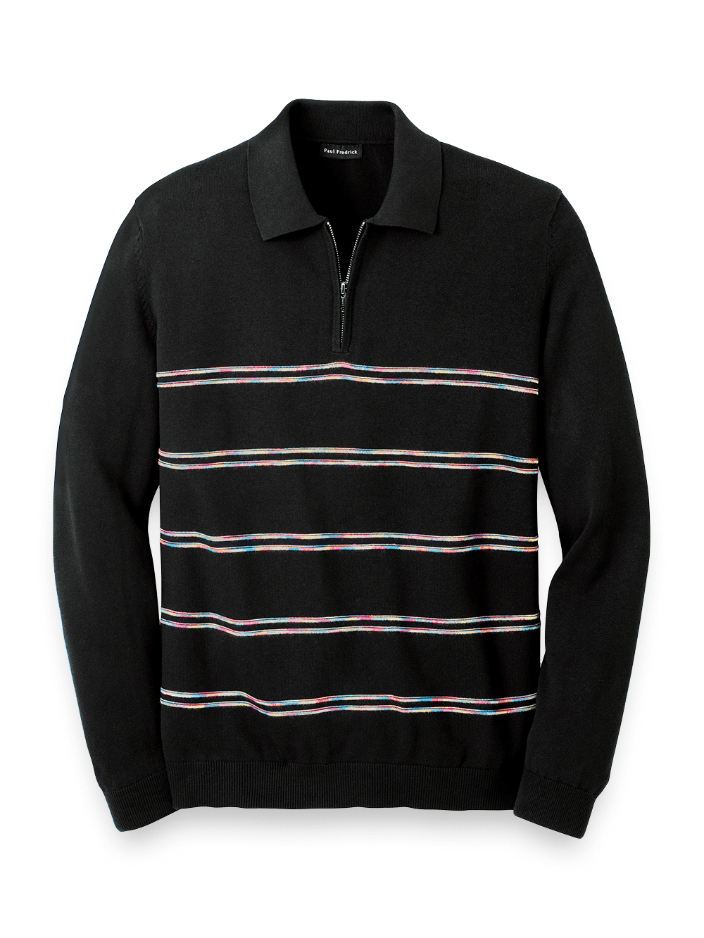 Product Image of Cotton Blend Zip Polo-Black