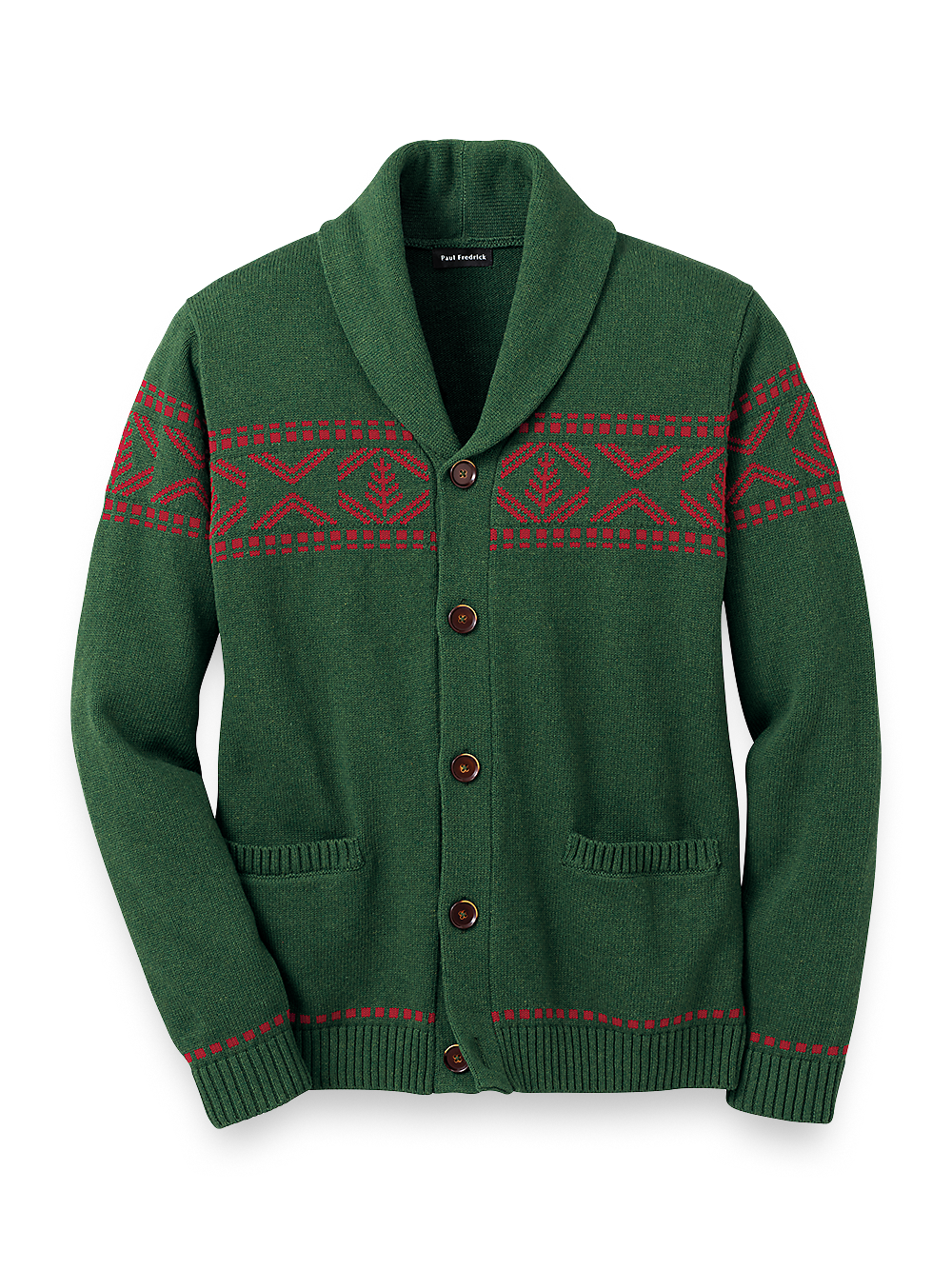 Product Image of Cotton Button Front Cardigan Sweater-Green