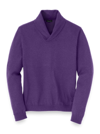 Supima Cotton Shawl Collar Sweater - Purple